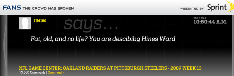 Illustration for article titled NFL.com Gives The Fans A (Stupid, Racist) Voice